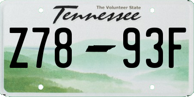 TN license plate Z7893F