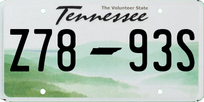 TN license plate Z7893S
