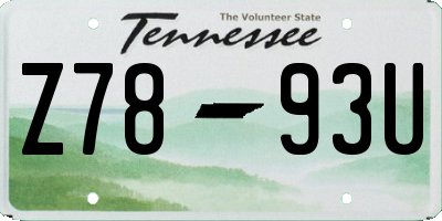 TN license plate Z7893U