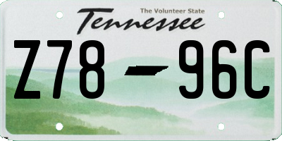 TN license plate Z7896C