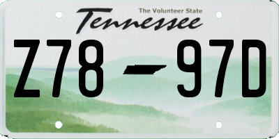 TN license plate Z7897D