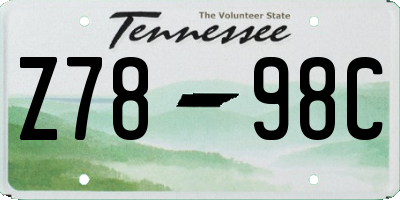 TN license plate Z7898C