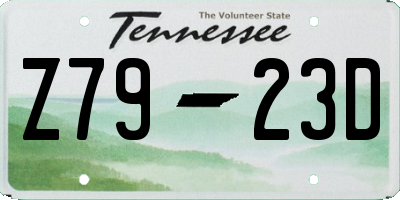 TN license plate Z7923D