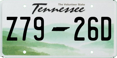 TN license plate Z7926D