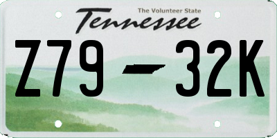 TN license plate Z7932K