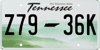 TN license plate Z7936K