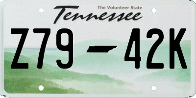 TN license plate Z7942K
