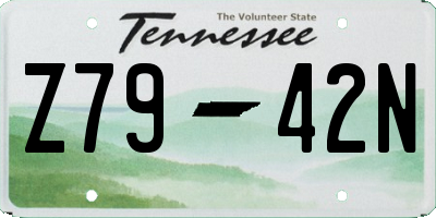 TN license plate Z7942N