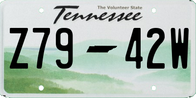 TN license plate Z7942W