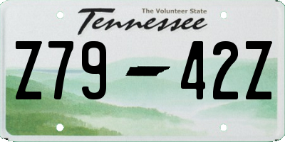 TN license plate Z7942Z