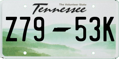 TN license plate Z7953K