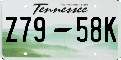 TN license plate Z7958K
