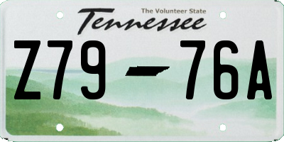TN license plate Z7976A