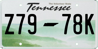 TN license plate Z7978K