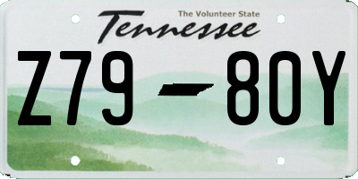 TN license plate Z7980Y