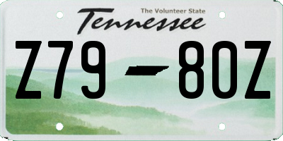 TN license plate Z7980Z
