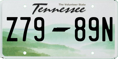 TN license plate Z7989N