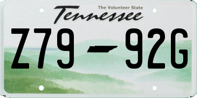 TN license plate Z7992G