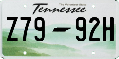 TN license plate Z7992H