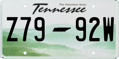 TN license plate Z7992W