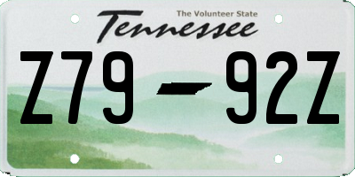 TN license plate Z7992Z
