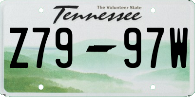 TN license plate Z7997W