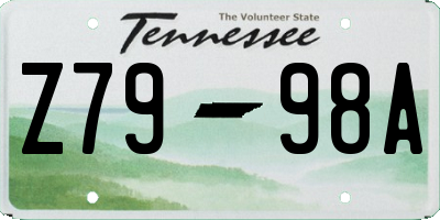 TN license plate Z7998A