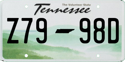 TN license plate Z7998D
