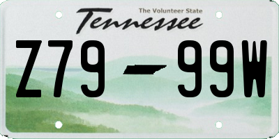 TN license plate Z7999W