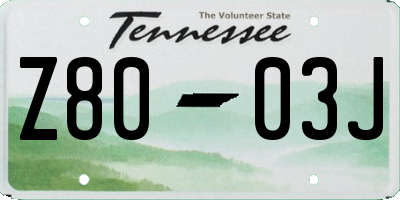 TN license plate Z8003J