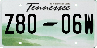 TN license plate Z8006W