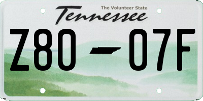 TN license plate Z8007F