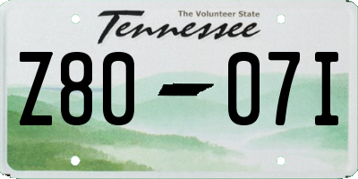 TN license plate Z8007I