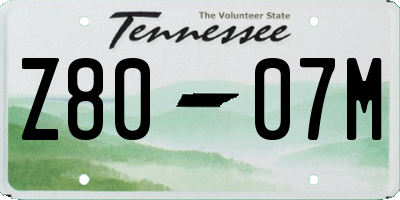 TN license plate Z8007M