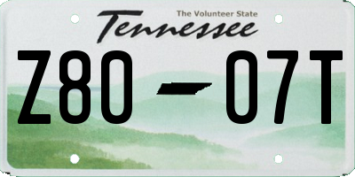 TN license plate Z8007T