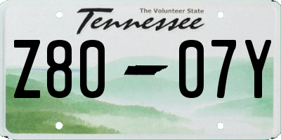 TN license plate Z8007Y