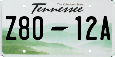 TN license plate Z8012A