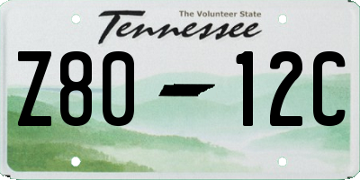 TN license plate Z8012C