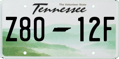 TN license plate Z8012F