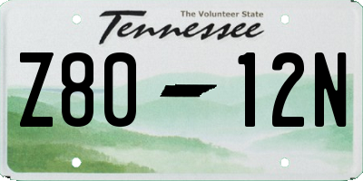 TN license plate Z8012N
