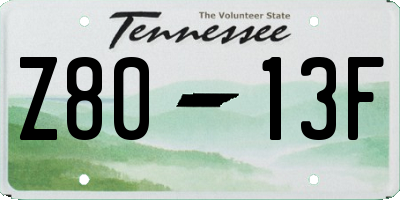 TN license plate Z8013F