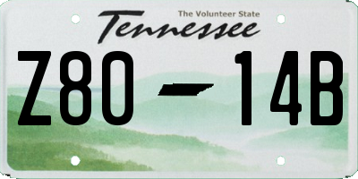 TN license plate Z8014B