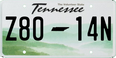 TN license plate Z8014N