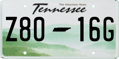 TN license plate Z8016G
