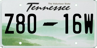 TN license plate Z8016W