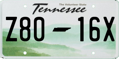 TN license plate Z8016X