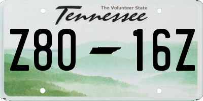 TN license plate Z8016Z