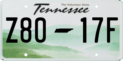 TN license plate Z8017F