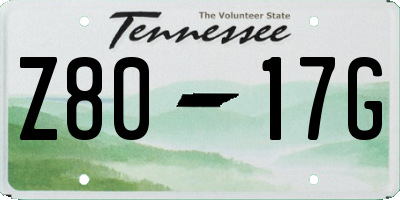 TN license plate Z8017G