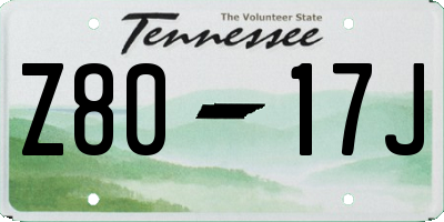 TN license plate Z8017J